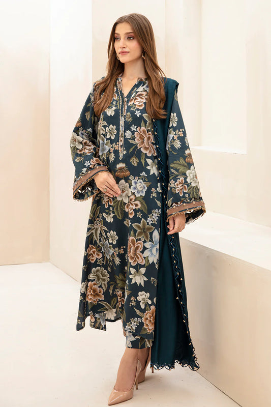 3 Piece Unstitched Digital Printed Khaddar Suit with Shawl-BS1004