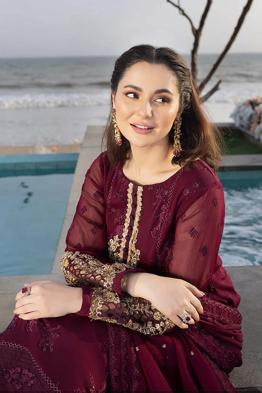 Azure| Unstitched Luxe Embellished Embroidered Chiffon 3 Piece - BS1018