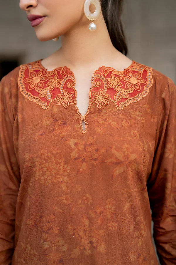 BAROQUE - Unstitched 3PC KARANDI PRINTED SHIRT WITH PRINTED DUPATTA AND TROUSER -BS1003