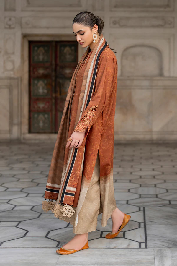 BAROQUE - Unstitched 3PC KARANDI PRINTED SHIRT WITH PRINTED DUPATTA AND TROUSER -BS1003