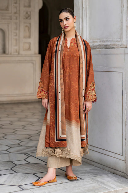 BAROQUE - Unstitched 3PC KARANDI PRINTED SHIRT WITH PRINTED DUPATTA AND TROUSER -BS1003