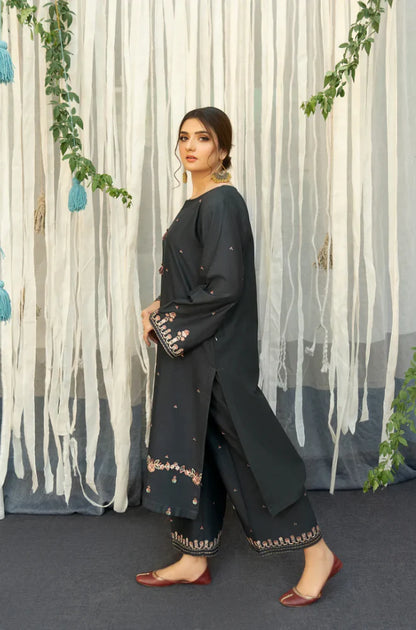 Urge - 3PC Unstitched Dhanak Embroidered Shirt with Printed Wool Shawl and Embroidered Trousers-BS 1001