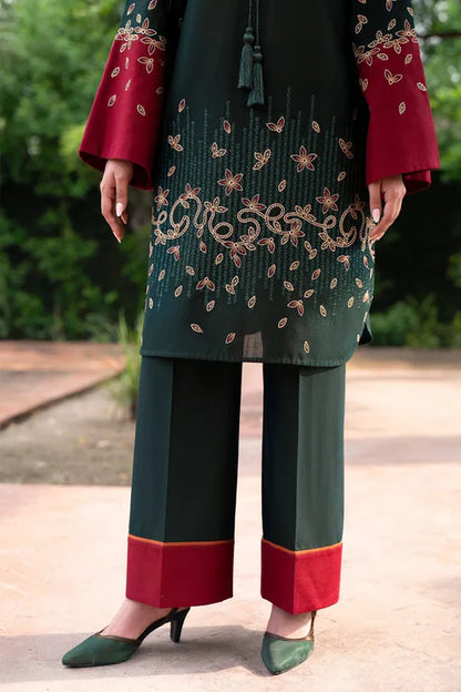 JAZMIN - Unstitched 3PC DHANAK EMBROIDERED SHIRT WITH PRINTED SHAWL AND TROUSER -BS1008
