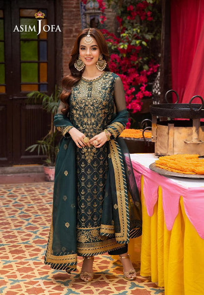 ASIMJOFA| UNSTITCHED 3PC ASIMJOFA ARTICUL FULLY EMBROIDED CHIFFON AND MALAI SIUT | BS1017