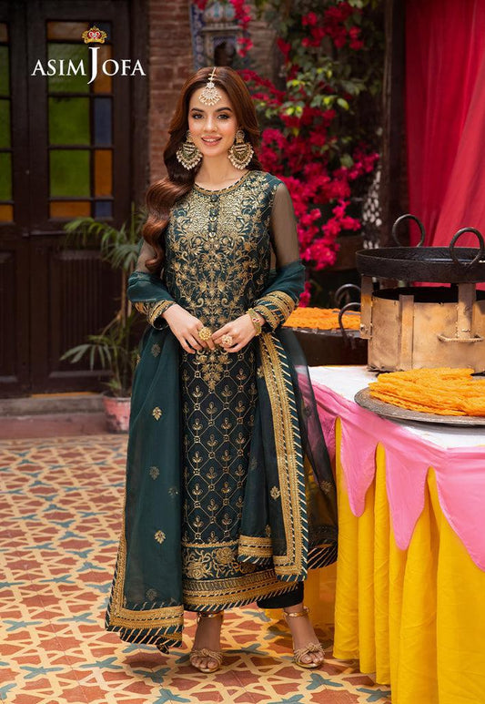 ASIMJOFA| UNSTITCHED 3PC ASIMJOFA ARTICUL FULLY EMBROIDED CHIFFON AND MALAI SIUT | BS1017