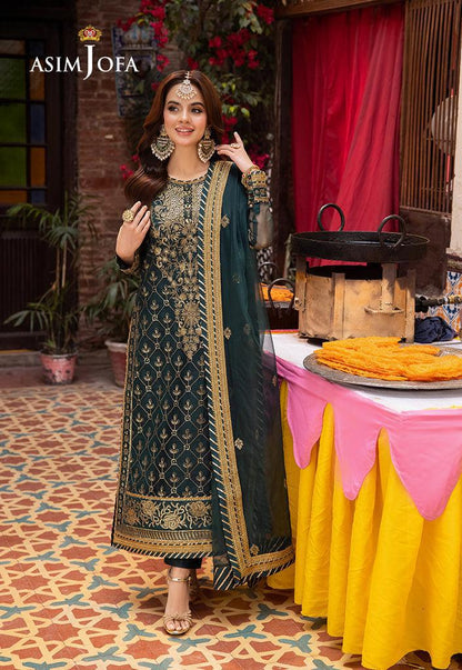 ASIMJOFA| UNSTITCHED 3PC ASIMJOFA ARTICUL FULLY EMBROIDED CHIFFON AND MALAI SIUT | BS1017