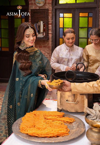 ASIMJOFA| UNSTITCHED 3PC ASIMJOFA ARTICUL FULLY EMBROIDED CHIFFON AND MALAI SIUT | BS1017